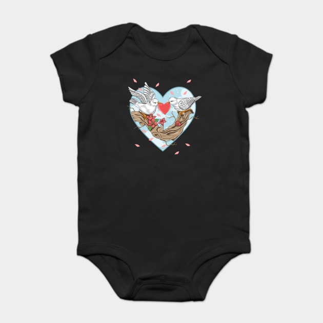 Romantic Birds in Love Valentine Baby Bodysuit by creative